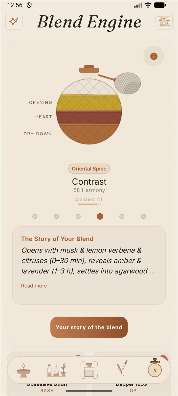 The blend drawn as layers in a glass decanter